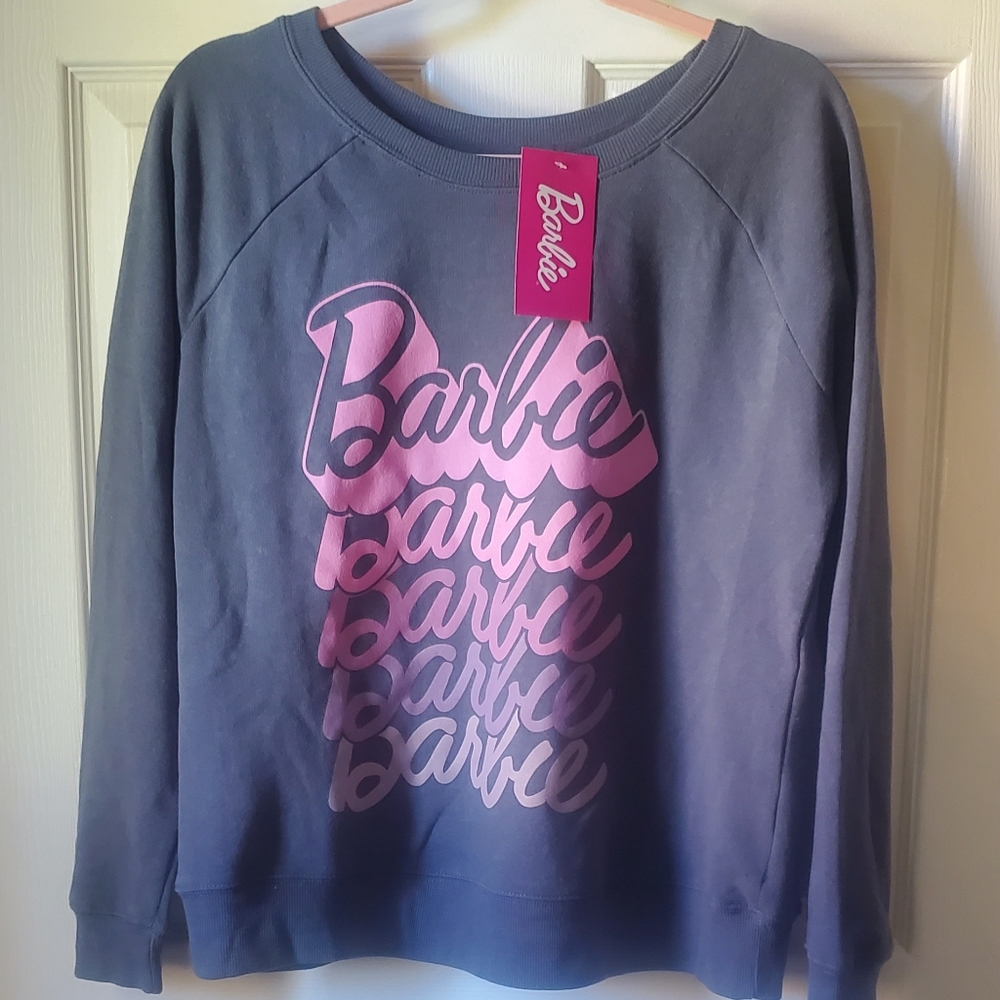 New Barbie Sweatshirt Women's Sizes Grey & Pink